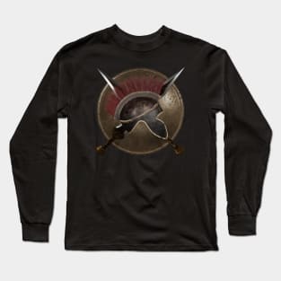 Spartan helmet with swords and shield Long Sleeve T-Shirt